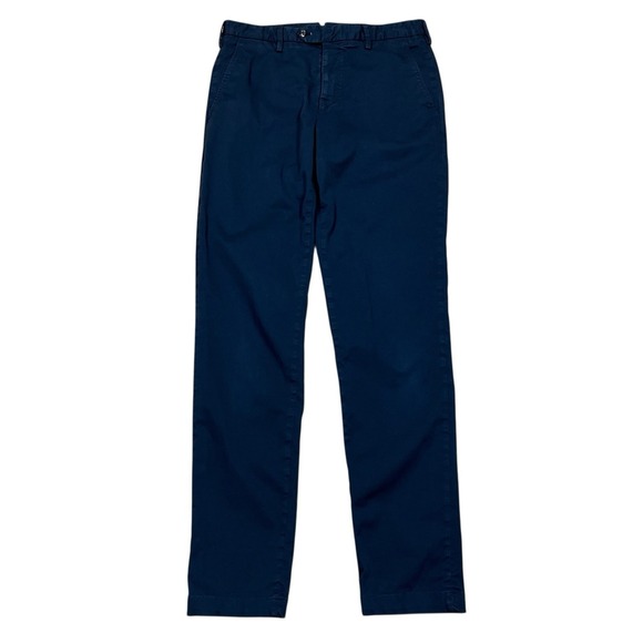 Trunk Clothiers Welbeck Flat Front Cotton Trousers Mens 31x32 Navy Italy Made